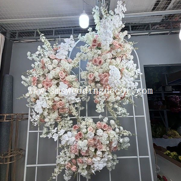 white and pink wedding arch flower decorations